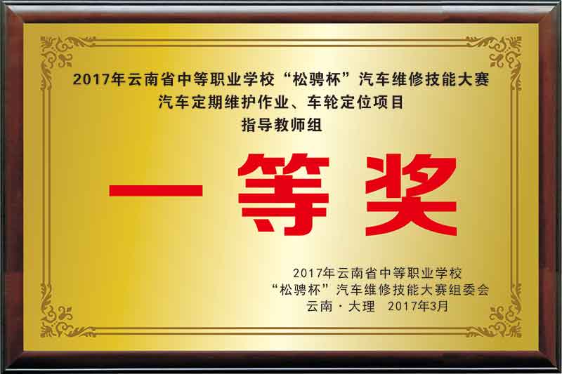 《2017年云南省中等职业学校“松骋杯”汽车维修技能大赛汽车定期维护作业、车轮定位项目指导教师组-一等奖》